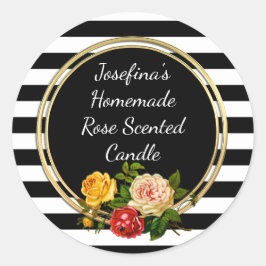 Vintage Rose mit breiter Strickbreite, benutzerdef Runder Aufkleber