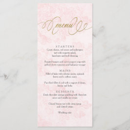 Vintage Rose mit Hochzeitmenü in Rosa Menükarte