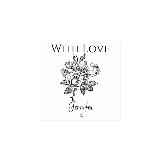Vintage Rose mit Liebe Briefmarke Gummistempel (Prägung)