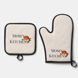 Vintage Rose Mom Floral Apron Ofenhandschuh & Topflappen-Set