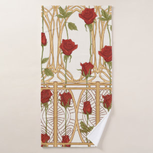 Vintage Rose - nahtloses Muster, Kunstgeschichte Badehandtuch