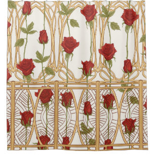 Vintage Rose - nahtloses Muster, Kunstgeschichte Duschvorhang