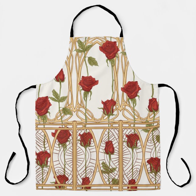 Vintage Rose - nahtloses Muster, Kunstgeschichte  Schürze (Vorderseite)