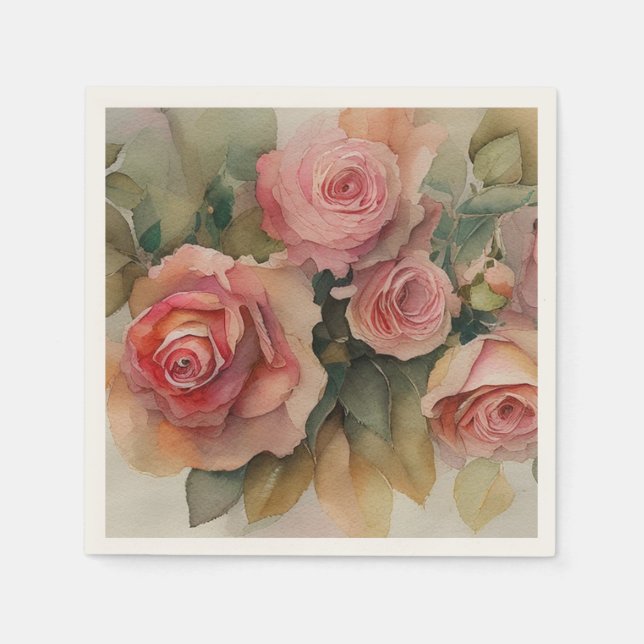 Vintage Rose Napkins Serviette (Vorderseite)