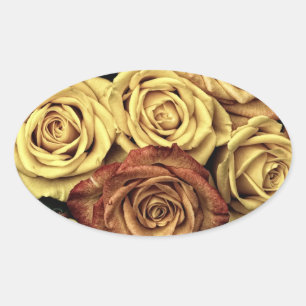 Vintage Rose Ovaler Aufkleber