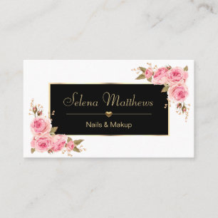 Vintage Rose Pellrosa Blütengoldherz Visitenkarte