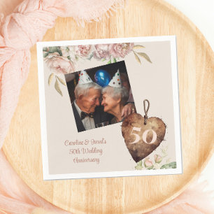 Vintage Rose Peony 50. Hochzeitstag-Party Serviette
