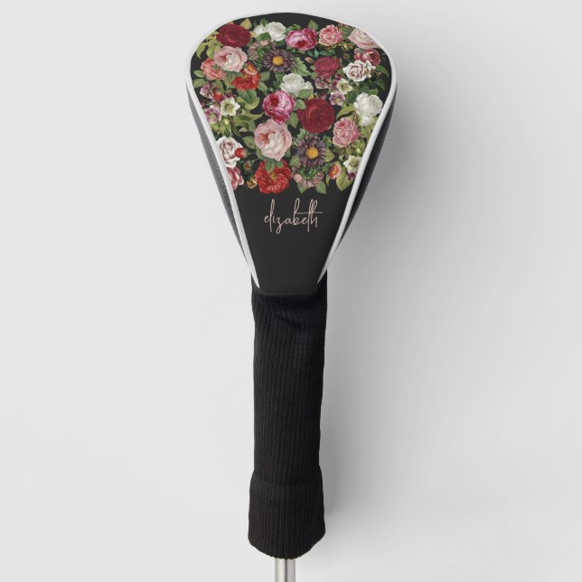 Vintage Rose Personalisiert Golf Headcover (Vorderseite)