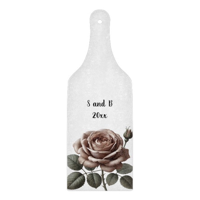 Vintage Rose Personalisiert Schneidebrett (Vorderseite)