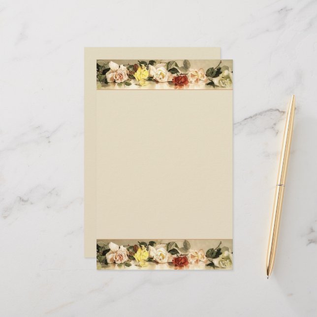 Vintage Rose Persönlich Briefpapier (Vorderseite/Rückseite Beispiel)
