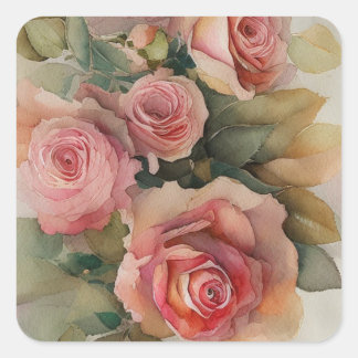 Vintage Rose Quadratischer Aufkleber
