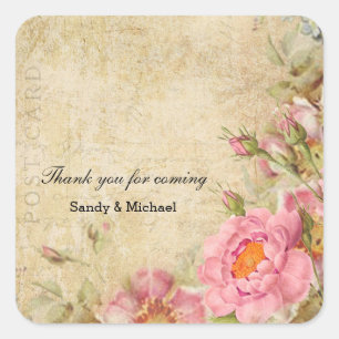 Vintage Rose Quadratischer Aufkleber