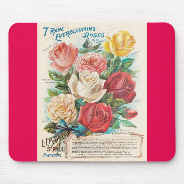 Vintage Rose Retro-Werbung Mousepad (Vorne)