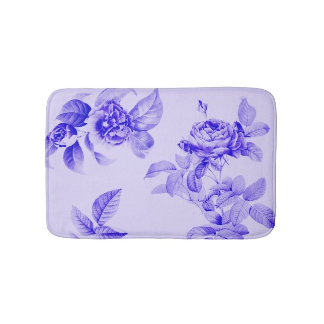 Vintage Rose Romantische Blume Lavendel Blue Badematte (Vorderseite)