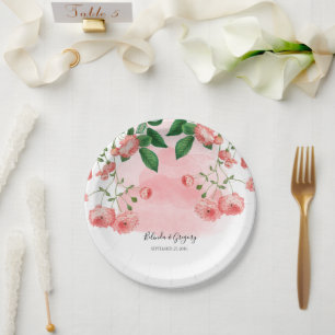 Vintage Rose Rosa Botanische Hochzeit Pappteller