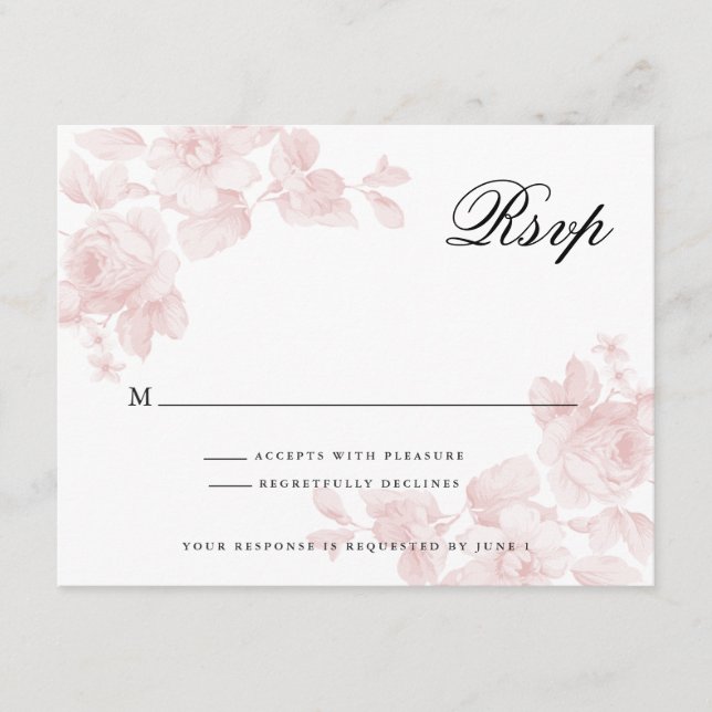 Vintage Rose Rosa Hochzeit RSVP Karte (Vorderseite)