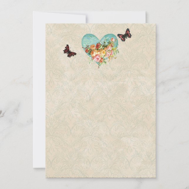 Vintage Rose Rose Schmetterling Schmetterlinge Wir (Vorderseite)