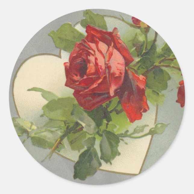 Vintage Rose Runder Aufkleber (Vorderseite)