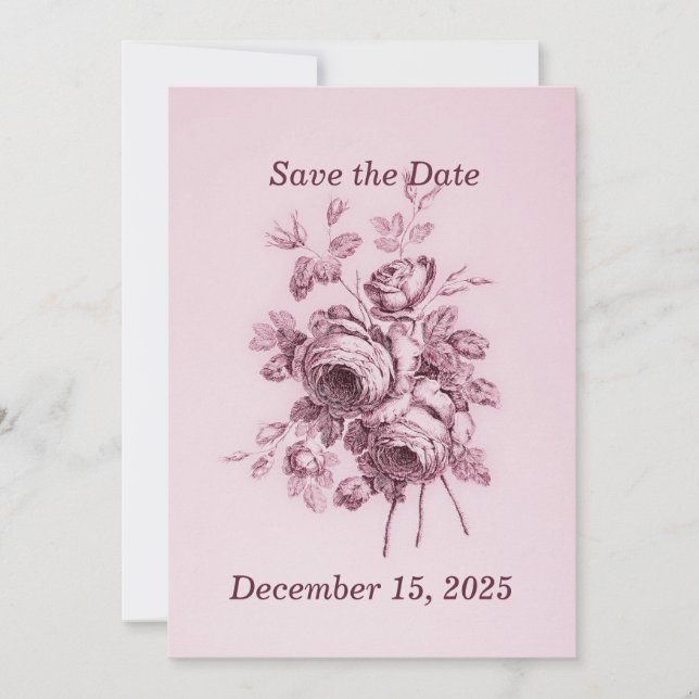 Vintage Rose Save the Date (Vorderseite)