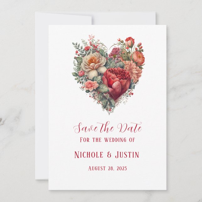 Vintage Rose Save the Date Valentinstag Einladung (Vorderseite)