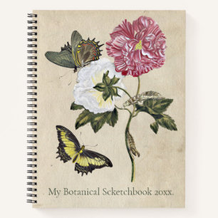 Vintage Rose Schmetterling Botanische Kunst, Dicht Notizbuch