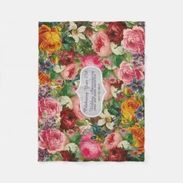 Vintage Rose schwarz Personalisiert - EDIT-TEXT Fleecedecke