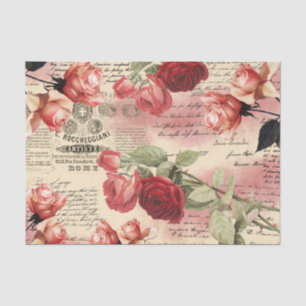 Vintage Rose Script Rosa Blush Ephemera Seidenpapier