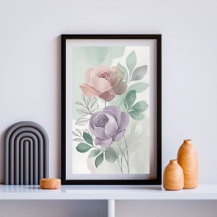 Vintage Rose Serenity Elegante botanische Blumen Poster