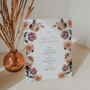 Vintage Rose Signature Cocktail Hochzeitstisch Sockelschild
