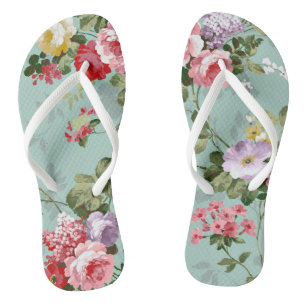 Vintage Rose Slim Strap Flip Flops