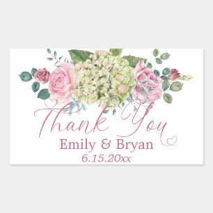 Vintage Rose Spray Wedding Danke Cl Rechteckiger Aufkleber