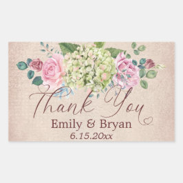 Vintage Rose Spray Wedding Danke Cl Rechteckiger Aufkleber