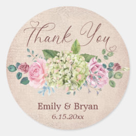 Vintage Rose Spray Wedding Vielen Dank Runder Aufkleber