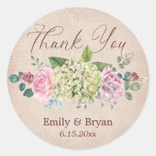 Vintage Rose Spray Wedding Vielen Dank Runder Aufkleber