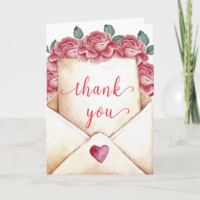 Vintage Rose Sweetheart Letter Kinderdusche Dankeskarte (Vorderseite)