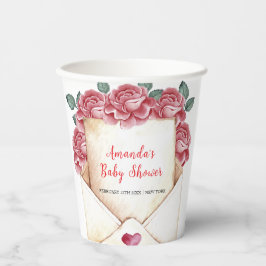 Vintage Rose Sweetheart Letter Kinderdusche Pappbecher