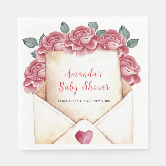 Vintage Rose Sweetheart Letter Kinderdusche Serviette (Vorderseite)