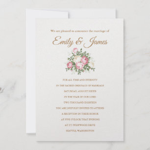 Vintage Rose Temple Wedding Einladung