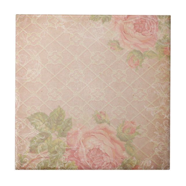 Vintage Rose Trellis Tile Fliese (Vorderseite)