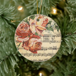 Vintage Rose Trio on Music Personalisiert Keramik Ornament