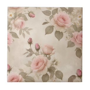 Vintage Rose und Diskussionen auf Beige Hintergrun Fliese