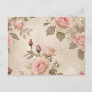 Vintage Rose und Diskussionen auf Beige Hintergrun Postkarte
