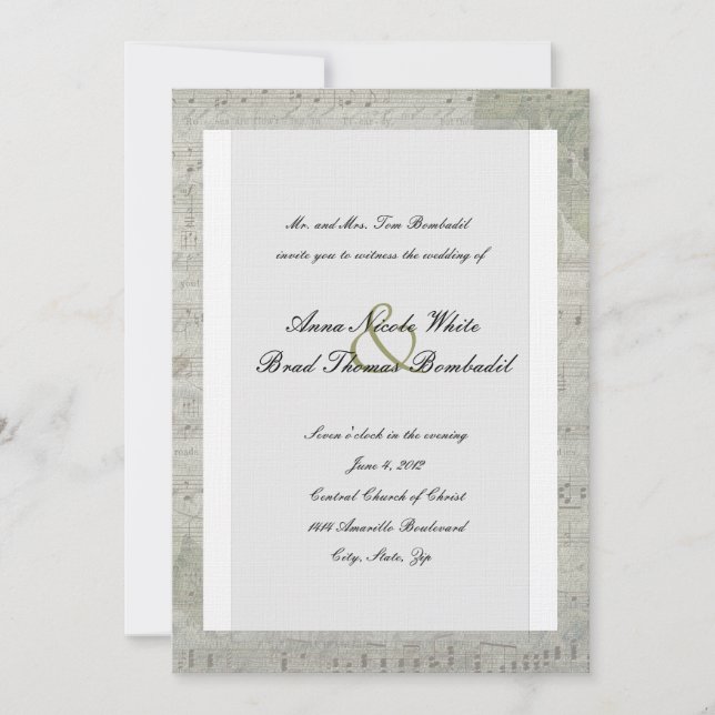 Vintage Rose und Einladung zur Hochzeit (Vorderseite)