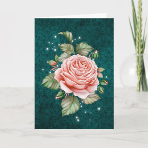 Vintage-Rose und elegantes Türkis - In Gedanken be Karte