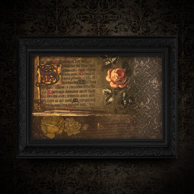 Vintage Rose und Entschlüsselung antiker Texte Seidenpapier (Von Creator hochgeladen)