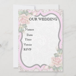 Vintage Rose- und Führungsrahmen - Weichrosa, flor Einladung