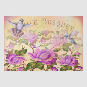 Vintage Rose und Hummingvögel Dekoupage Seidenpapier