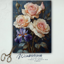 Vintage Rose und Iris Elegantes botanisches Dekout Seidenpapier
