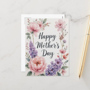 Vintage Rose und Lavender Mothers Day Floral Desig Feiertagspostkarte