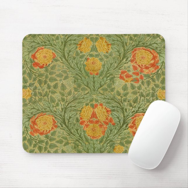 Vintage Rose und Leaf Blumengestein Grün Golden Mousepad (Mit Mouse)